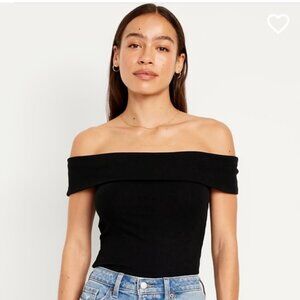 Black Old Navy Off-Shoulder Ribbed Top XLP - NEW